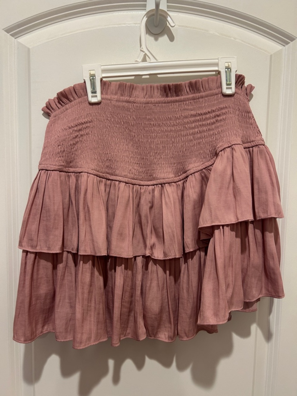 eesome Dusty Rose Ruffled Tiered Mini Skirt